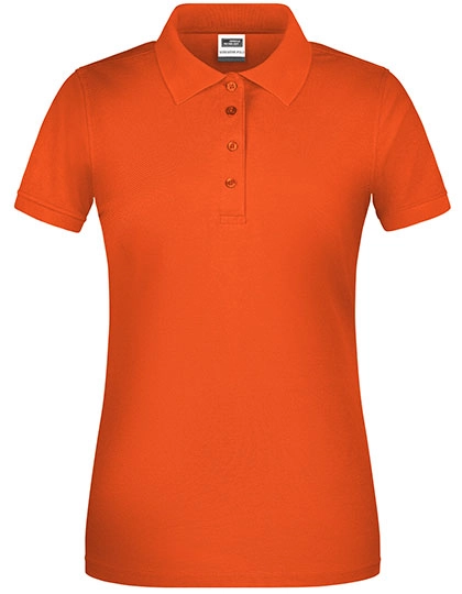 Ladies´ Bio Workwear Polo zum Besticken und Bedrucken in der Farbe Orange mit Ihren Logo, Schriftzug oder Motiv.