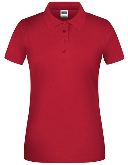 Ladies´ Bio Workwear Polo zum Besticken und Bedrucken in der Farbe Red mit Ihren Logo, Schriftzug oder Motiv.