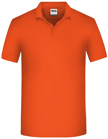 Men´s Bio Workwear Polo zum Besticken und Bedrucken in der Farbe Orange mit Ihren Logo, Schriftzug oder Motiv.