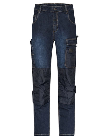Workwear Stretch-Jeans zum Besticken und Bedrucken in der Farbe Blue Denim mit Ihren Logo, Schriftzug oder Motiv.