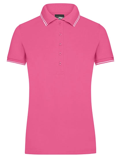 Ladies´ Polo zum Besticken und Bedrucken in der Farbe Pink-White mit Ihren Logo, Schriftzug oder Motiv.