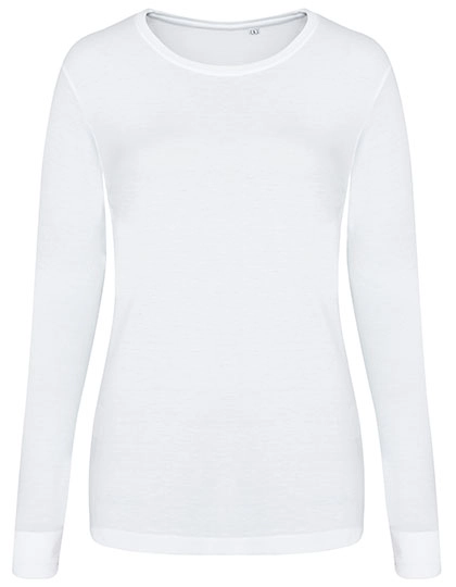 Women´s Long Sleeve Tri-Blend T zum Besticken und Bedrucken in der Farbe Solid White mit Ihren Logo, Schriftzug oder Motiv.