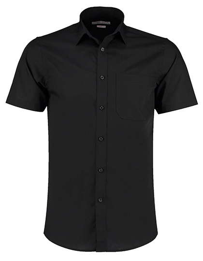 Men´s Tailored Fit Poplin Shirt Short Sleeve zum Besticken und Bedrucken in der Farbe Black mit Ihren Logo, Schriftzug oder Motiv.