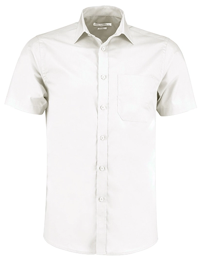 Men´s Tailored Fit Poplin Shirt Short Sleeve zum Besticken und Bedrucken in der Farbe White mit Ihren Logo, Schriftzug oder Motiv.