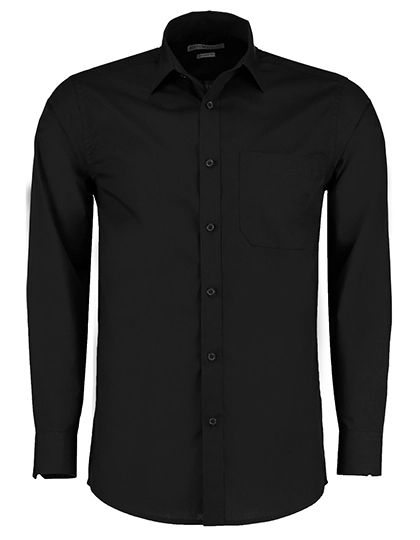 Men´s Tailored Fit Poplin Shirt Long Sleeve zum Besticken und Bedrucken in der Farbe Black mit Ihren Logo, Schriftzug oder Motiv.