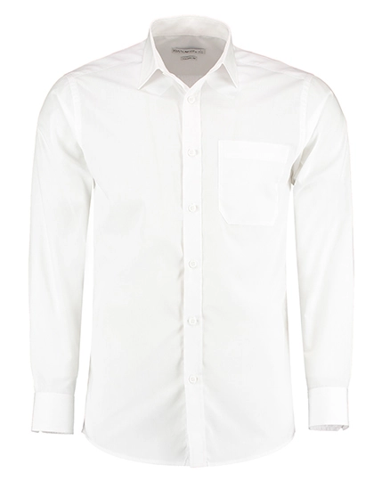Men´s Tailored Fit Poplin Shirt Long Sleeve zum Besticken und Bedrucken in der Farbe White mit Ihren Logo, Schriftzug oder Motiv.