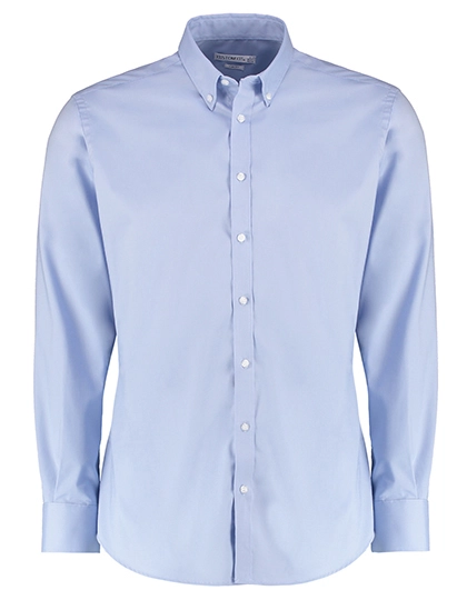 Slim Fit Stretch Oxford Shirt Long Sleeve zum Besticken und Bedrucken in der Farbe Light Blue mit Ihren Logo, Schriftzug oder Motiv.