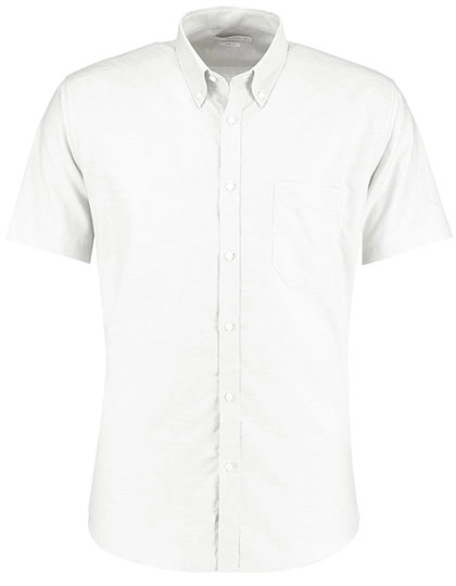 Slim Fit Workwear Oxford Shirt Short Sleeve zum Besticken und Bedrucken in der Farbe White mit Ihren Logo, Schriftzug oder Motiv.