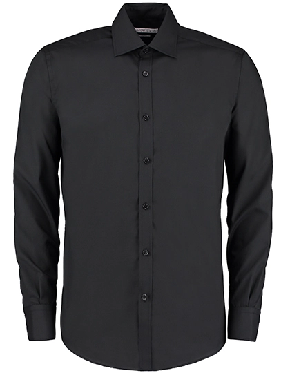 Men´s Slim Fit Business Shirt Long Sleeve zum Besticken und Bedrucken in der Farbe Black mit Ihren Logo, Schriftzug oder Motiv.