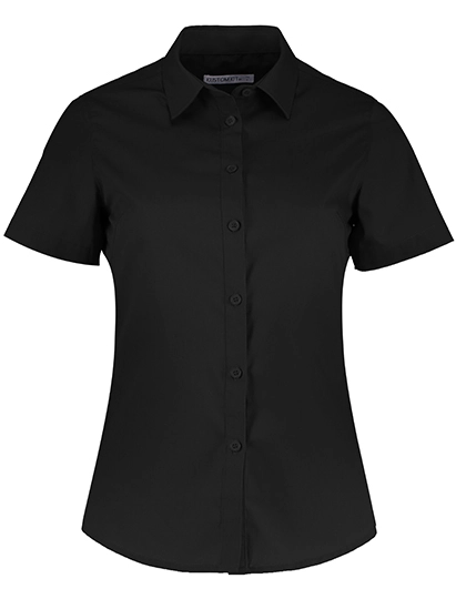 Women´s Tailored Fit Poplin Shirt Short Sleeve zum Besticken und Bedrucken in der Farbe Black mit Ihren Logo, Schriftzug oder Motiv.