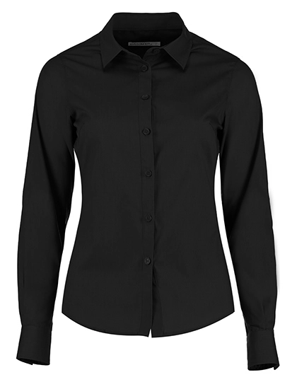 Women´s Tailored Fit Poplin Shirt Long Sleeve zum Besticken und Bedrucken in der Farbe Black mit Ihren Logo, Schriftzug oder Motiv.