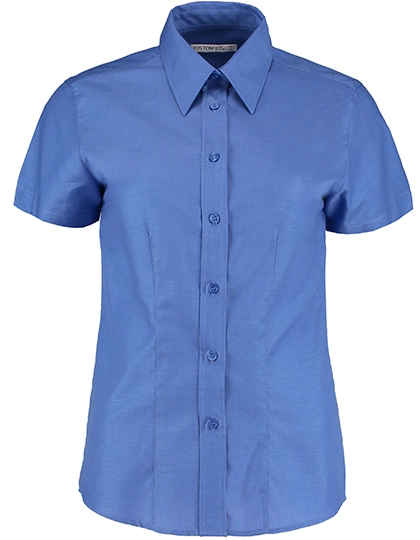 Women´s Tailored Fit Workwear Oxford Shirt Short Sleeve zum Besticken und Bedrucken in der Farbe Italian Blue mit Ihren Logo, Schriftzug oder Motiv.
