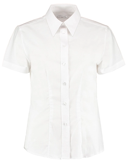 Women´s Tailored Fit Workwear Oxford Shirt Short Sleeve zum Besticken und Bedrucken in der Farbe White mit Ihren Logo, Schriftzug oder Motiv.