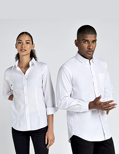 Women´s Tailored Fit Workwear Oxford Shirt Long Sleeve zum Besticken und Bedrucken mit Ihren Logo, Schriftzug oder Motiv.