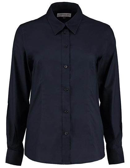 Women´s Tailored Fit Workwear Oxford Shirt Long Sleeve zum Besticken und Bedrucken in der Farbe French Navy mit Ihren Logo, Schriftzug oder Motiv.