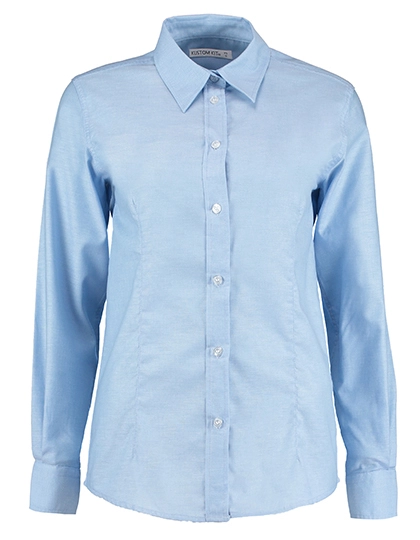 Women´s Tailored Fit Workwear Oxford Shirt Long Sleeve zum Besticken und Bedrucken in der Farbe Light Blue mit Ihren Logo, Schriftzug oder Motiv.