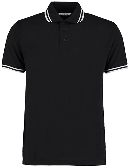 Classic Fit Tipped Collar Polo zum Besticken und Bedrucken in der Farbe Black-White mit Ihren Logo, Schriftzug oder Motiv.