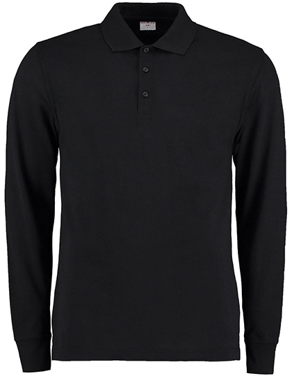 Men´s Classic Fit Piqué Polo Shirt Long Sleeve zum Besticken und Bedrucken in der Farbe Black mit Ihren Logo, Schriftzug oder Motiv.