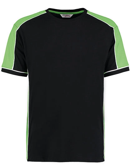Classic Fit Estoril T-Shirt zum Besticken und Bedrucken in der Farbe Black-Lime-White mit Ihren Logo, Schriftzug oder Motiv.