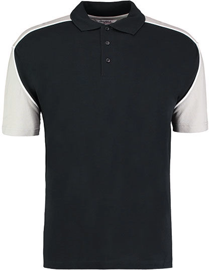 Classic Fit Monaco Polo Shirt zum Besticken und Bedrucken in der Farbe Black-Silver Grey (Solid)-White mit Ihren Logo, Schriftzug oder Motiv.