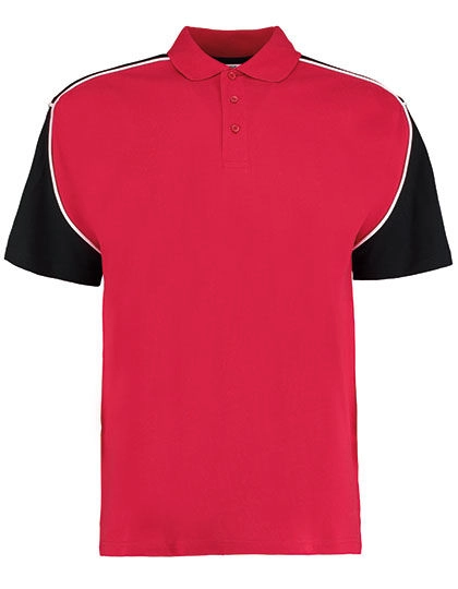Classic Fit Monaco Polo Shirt zum Besticken und Bedrucken in der Farbe Red-Black-White mit Ihren Logo, Schriftzug oder Motiv.
