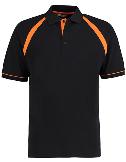 Classic Fit Oak Hill Polo zum Besticken und Bedrucken in der Farbe Black-Orange mit Ihren Logo, Schriftzug oder Motiv.