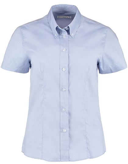 Women´s Tailored Fit Corporate Oxford Shirt Short Sleeve zum Besticken und Bedrucken in der Farbe Light Blue mit Ihren Logo, Schriftzug oder Motiv.