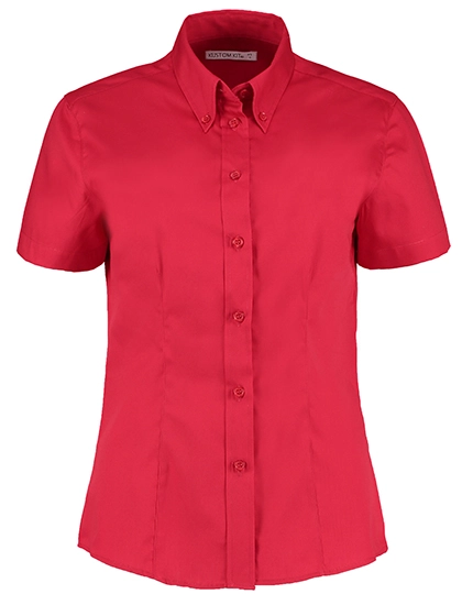 Women´s Tailored Fit Corporate Oxford Shirt Short Sleeve zum Besticken und Bedrucken in der Farbe Red mit Ihren Logo, Schriftzug oder Motiv.