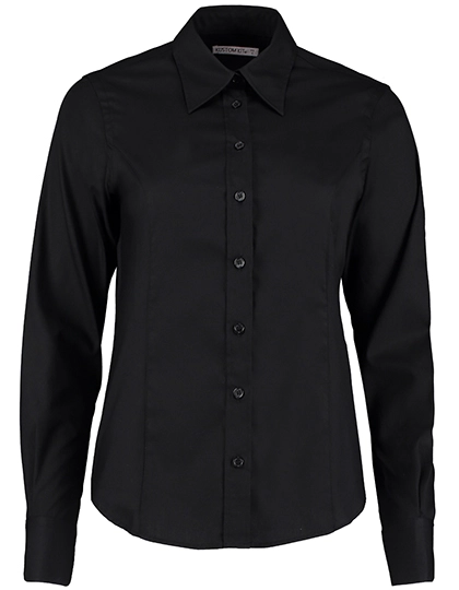 Women´s Tailored Fit Corporate Oxford Shirt Long Sleeve zum Besticken und Bedrucken in der Farbe Black mit Ihren Logo, Schriftzug oder Motiv.