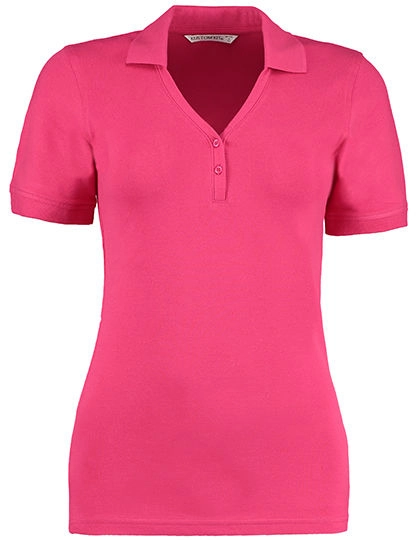 Regular Fit Sophia Comfortec® V Neck Polo Shirt zum Besticken und Bedrucken in der Farbe Raspberry mit Ihren Logo, Schriftzug oder Motiv.