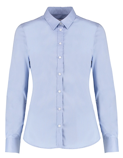 Women´s Tailored Fit Stretch Oxford Shirt Long Sleeve zum Besticken und Bedrucken in der Farbe Light Blue mit Ihren Logo, Schriftzug oder Motiv.