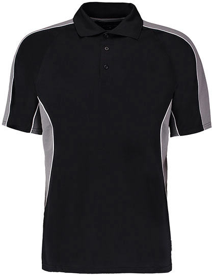 Classic Fit Active Polo Shirt zum Besticken und Bedrucken in der Farbe Black-Grey mit Ihren Logo, Schriftzug oder Motiv.