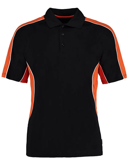 Classic Fit Active Polo Shirt zum Besticken und Bedrucken in der Farbe Black-Orange mit Ihren Logo, Schriftzug oder Motiv.