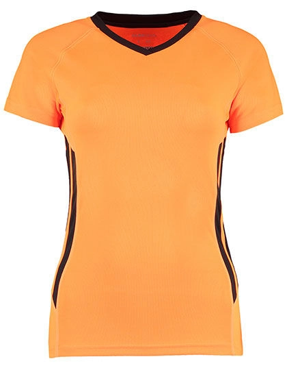 Ladies´ Regular Fit Training T-Shirt zum Besticken und Bedrucken in der Farbe Fluorescent Orange-Black mit Ihren Logo, Schriftzug oder Motiv.