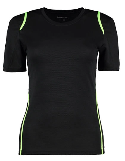 Ladies´ Regular Fit T-Shirt Short Sleeve zum Besticken und Bedrucken in der Farbe Black-Fluorescent Lime mit Ihren Logo, Schriftzug oder Motiv.