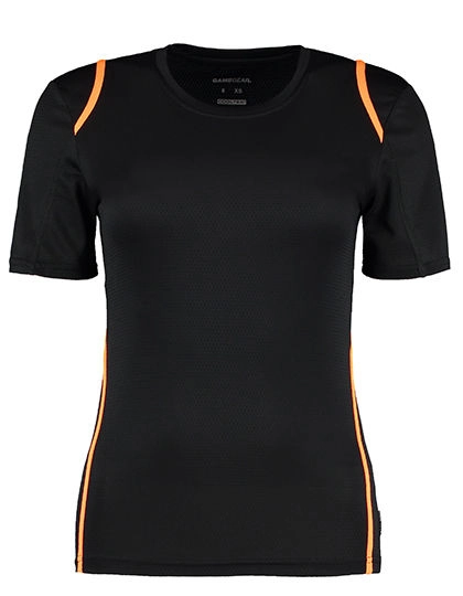 Ladies´ Regular Fit T-Shirt Short Sleeve zum Besticken und Bedrucken in der Farbe Black-Fluorescent Orange mit Ihren Logo, Schriftzug oder Motiv.