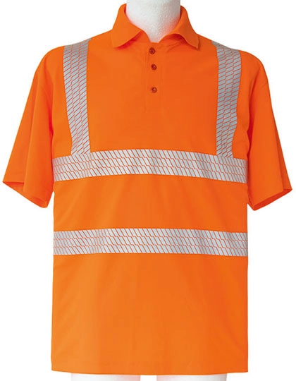 Hi-Vis Broken Reflective Polo Shirt Manchester zum Besticken und Bedrucken in der Farbe Signal Orange mit Ihren Logo, Schriftzug oder Motiv.