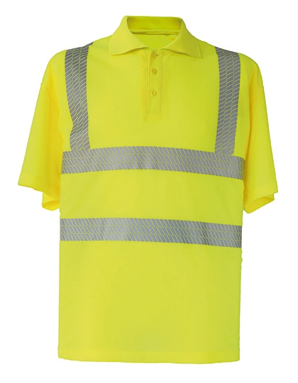 Hi-Vis Broken Reflective Polo Shirt Manchester zum Besticken und Bedrucken in der Farbe Signal Yellow mit Ihren Logo, Schriftzug oder Motiv.