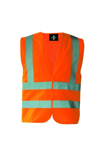 Safety Vest With 4 Reflectors Hannover zum Besticken und Bedrucken in der Farbe Signal Orange mit Ihren Logo, Schriftzug oder Motiv.