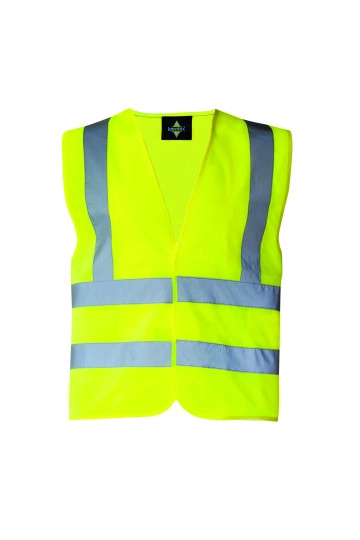 Safety Vest With 4 Reflectors Hannover zum Besticken und Bedrucken in der Farbe Signal Yellow mit Ihren Logo, Schriftzug oder Motiv.