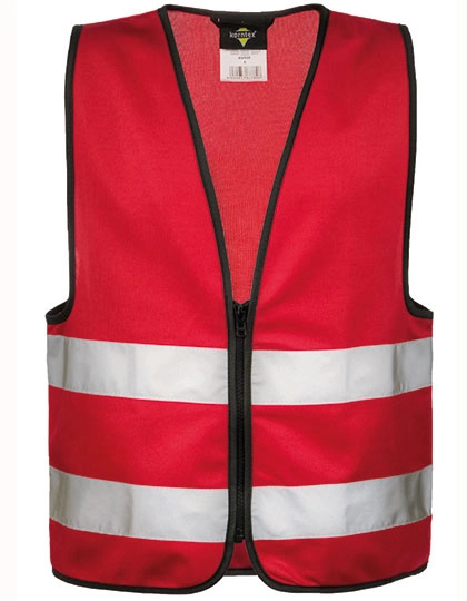Kids´ Safety Vest With Zipper Aalborg zum Besticken und Bedrucken in der Farbe Red mit Ihren Logo, Schriftzug oder Motiv.