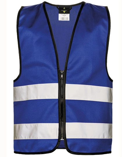 Kids´ Safety Vest With Zipper Aalborg zum Besticken und Bedrucken in der Farbe Royal Blue mit Ihren Logo, Schriftzug oder Motiv.