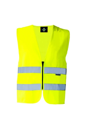 Safety Vest With Zipper zum Besticken und Bedrucken in der Farbe Signal Yellow mit Ihren Logo, Schriftzug oder Motiv.