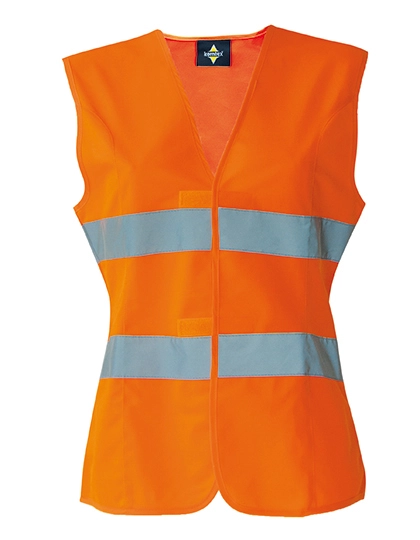 Women´s Safety Vest Frankfurt zum Besticken und Bedrucken in der Farbe Signal Orange mit Ihren Logo, Schriftzug oder Motiv.