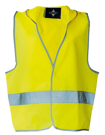 Kids´ Hooded Safety Vest Odense zum Besticken und Bedrucken in der Farbe Signal Yellow mit Ihren Logo, Schriftzug oder Motiv.