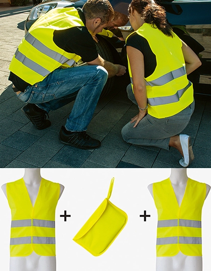 Basic Safety Vest Duo Pack zum Besticken und Bedrucken mit Ihren Logo, Schriftzug oder Motiv.