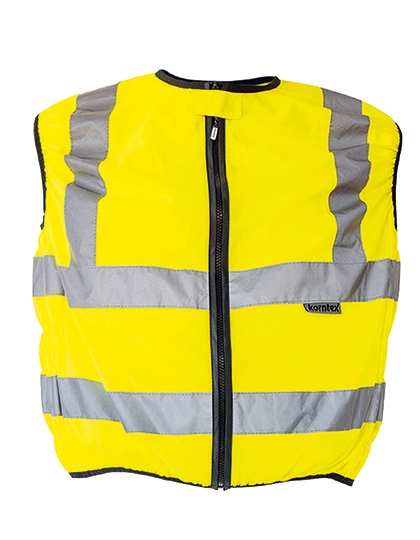 Biker Safety Vest zum Besticken und Bedrucken in der Farbe Signal Yellow mit Ihren Logo, Schriftzug oder Motiv.