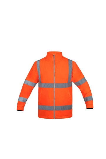 Hi-Vis Fleece-Jacket Bergen zum Besticken und Bedrucken in der Farbe Signal Orange mit Ihren Logo, Schriftzug oder Motiv.