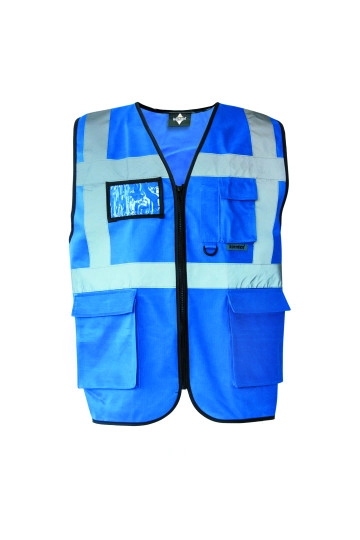 Executive Safety Vest Berlin zum Besticken und Bedrucken in der Farbe Blue mit Ihren Logo, Schriftzug oder Motiv.
