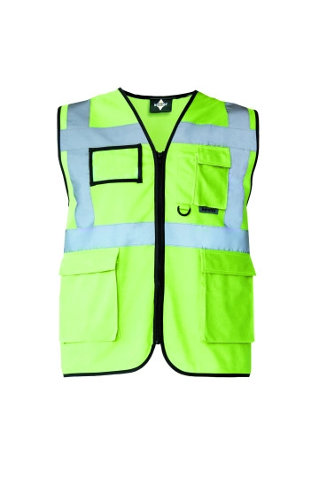 Executive Safety Vest Berlin zum Besticken und Bedrucken in der Farbe Lime Green mit Ihren Logo, Schriftzug oder Motiv.